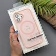 قاب گوشی iPhone 16 آیفون پشت مات مگ سیف دار اورجینال Uniqe Case دور سیلیکونی رنگ صورتی