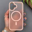 قاب گوشی iPhone 16 آیفون پشت مات مگ سیف دار اورجینال Uniqe Case دور سیلیکونی رنگ صورتی