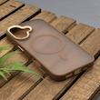 قاب گوشی iPhone 16 آیفون پشت مات مگ سیف دار اورجینال Uniqe Case دور سیلیکونی رنگ قهوه ای