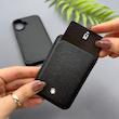 قاب گوشی iPhone 16 آیفون اورجینال مون بلان Mont Blanc همراه با ولت Wallet جاکارتی ست مشکی