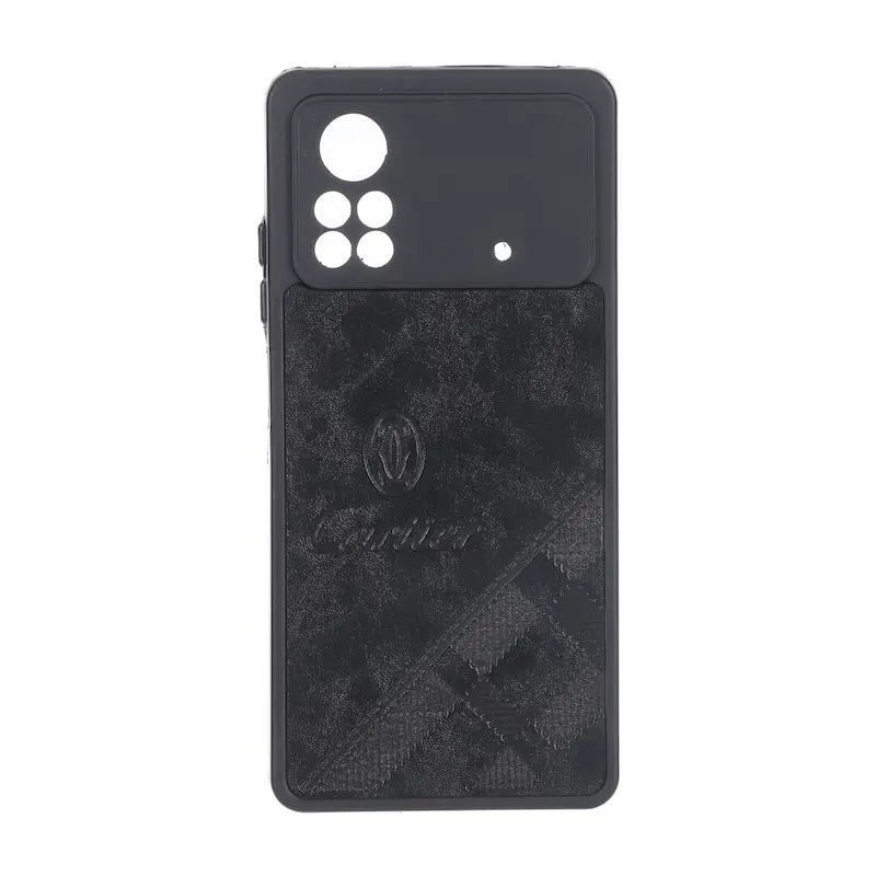 قاب گوشی Poco X4 Pro شیائومی چرمی Cartier محافظ لنزدار مشکی