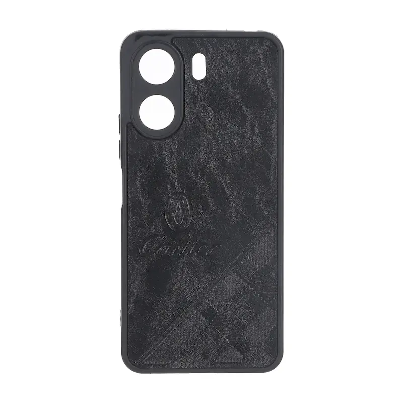 قاب گوشی Redmi 13C - Poco C65 شیائومی چرمی Cartier محافظ لنزدار مشکی