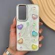 قاب گوشی Galaxy A54 سامسونگ رزینی هولوگرامی طرح قلب لنز کرومی برجسته