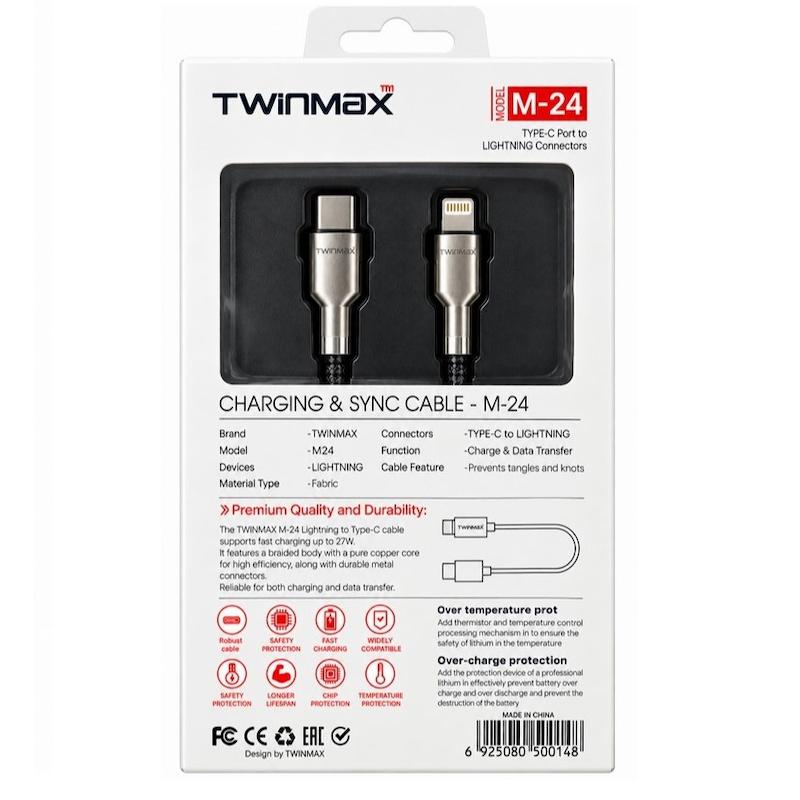 کابل تایپ سی به لایتنینگ تویین مکس M-24