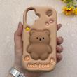 قاب گوشی iPhone 16 آیفون سیلیکونی پاک کنی طرح عروسکی برجسته LUCK BEAR
