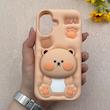 قاب گوشی iPhone 16 آیفون سیلیکونی پاک کنی طرح عروسکی برجسته BEAR