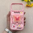 قاب گوشی iPhone 17 Pro Max آیفون سیلیکونی پاک کنی طرح عروسکی برجسته پروانه