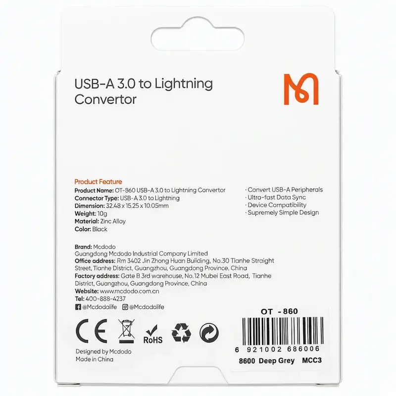 مبدل OTG مک‌دودو OT-860 کد Z253-141175
