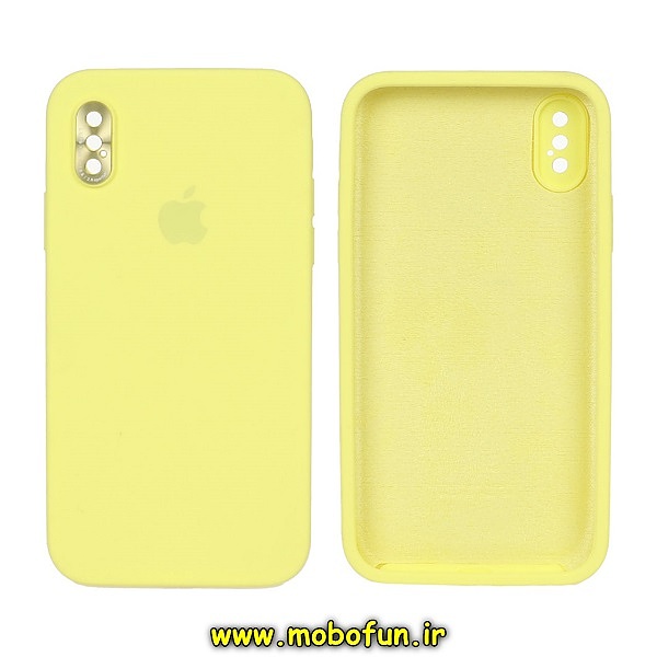 قاب گوشی iPhone X - iPhone XS آیفون سیلیکونی اورجینال پاک کنی درجه یک زیربسته محافظ لنز دار فلزی زرد کد 207