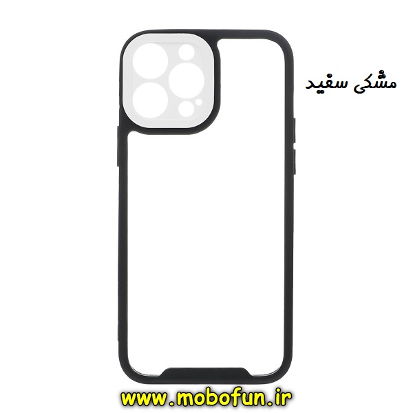 قاب گوشی iPhone 12 Pro آیفون اورجینال Pro Camera طرح پشت طلق شفاف دور ژله ای محافظ لنز دار مشکی سفید کد 404