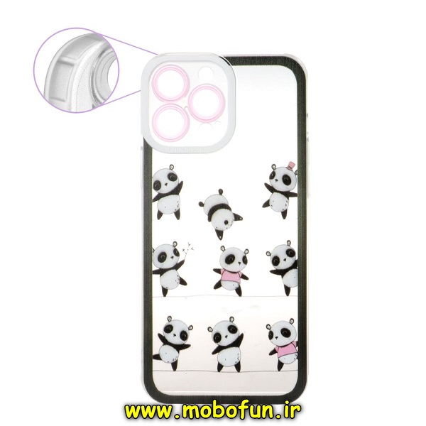 قاب گوشی iPhone 12 Pro آیفون ژله ای طرح دار شفاف محافظ لنز دار پاندای بازیگوش کد 415