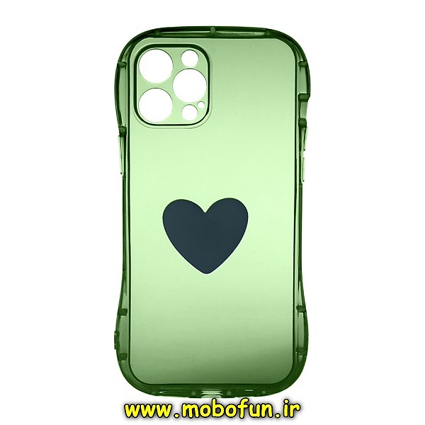 قاب گوشی iPhone 13 Pro آیفون طرح ژله ای شفاف بالشتی قلبی محافظ لنز دار سبز کد 155