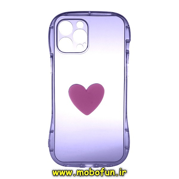 قاب گوشی iPhone 13 Pro آیفون طرح ژله ای شفاف بالشتی قلبی محافظ لنز دار بنفش کد 156