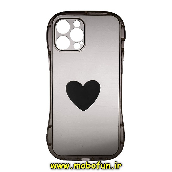 قاب گوشی iPhone 13 Pro Max آیفون طرح ژله ای شفاف بالشتی قلبی محافظ لنز دار مشکی کد 175