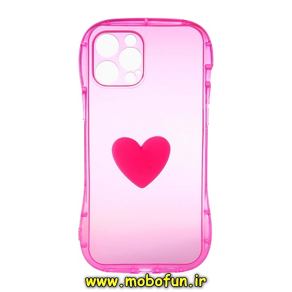 قاب گوشی iPhone 13 Pro Max آیفون طرح ژله ای شفاف بالشتی قلبی محافظ لنز دار سرخابی کد 178
