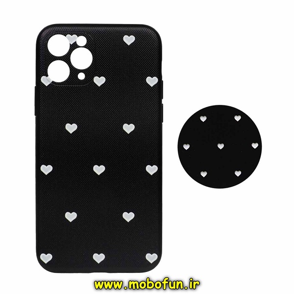 قاب گوشی iPhone 11 Pro Max آیفون فانتزی سوزنی برجسته طرح قلب کلاسیک مشکی پاپ سوکت دار محافظ لنزدار کد 263