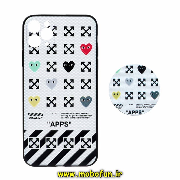 قاب گوشی iPhone 11 Pro Max آیفون فانتزی سوزنی برجسته طرح OFF-White پاپ سوکت دار محافظ لنزدار کد 279