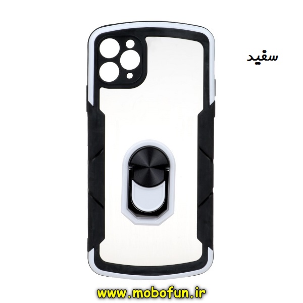 قاب گوشی iPhone 11 Pro Max آیفون ضد ضربه پشت شفاف دوررنگی اورجینال محافظ لنز دار هولدر دار طرح بتمن کی دو سفید کد 298