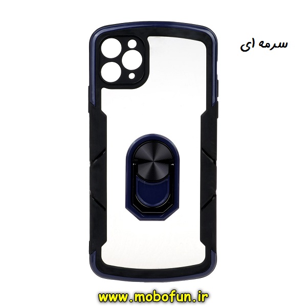 قاب گوشی iPhone 11 Pro Max آیفون ضد ضربه پشت شفاف دوررنگی اورجینال محافظ لنز دار هولدر دار طرح بتمن کی دو سرمه ای کد 300