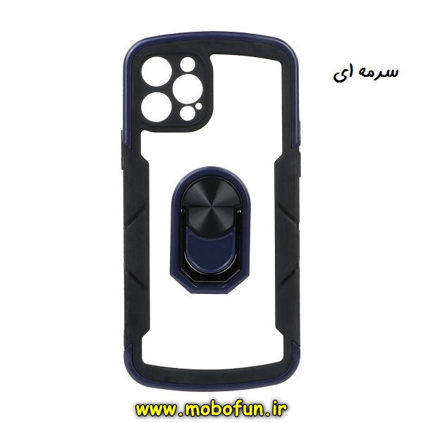 قاب گوشی iPhone 12 Pro آیفون ضد ضربه پشت شفاف دوررنگی اورجینال محافظ لنز دار هولدر دار طرح بتمن کی دو سرمه ای کد 488