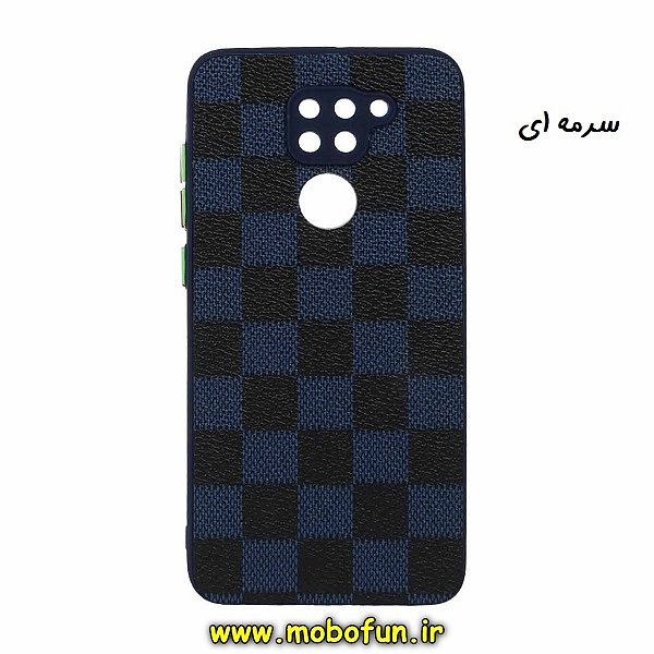 قاب گوشی Redmi Note 9 - Redmi 10X شیائومی طرح چرمی شطرنجی دور سیلیکونی محافظ لنز دار سرمه ای کد 304