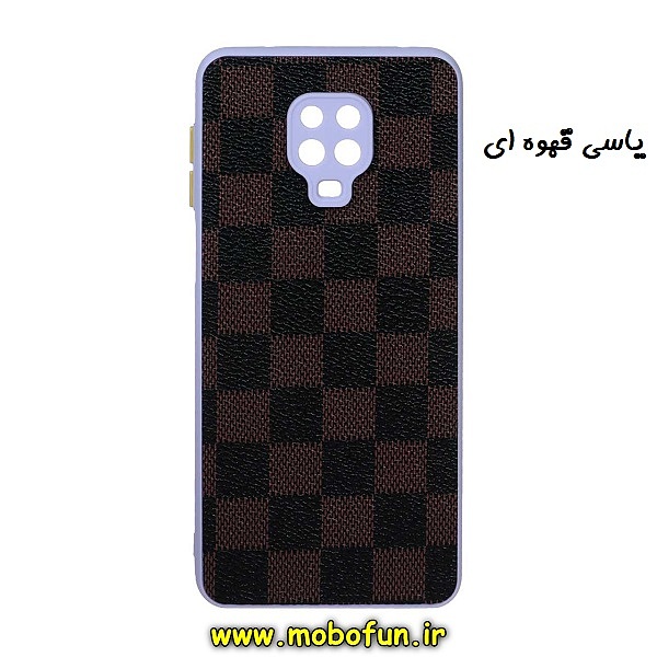 قاب گوشی Redmi Note 9S - Redmi Note 9 Pro شیائومی طرح چرمی شطرنجی دور سیلیکونی محافظ لنز دار یاسی قهوه ای کد 491