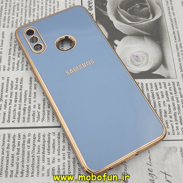 قاب گوشی Galaxy A10S سامسونگ طرح ژله ای مای کیس گلد لاین دور طلایی محافظ لنز دار آبی سیرا کد 316