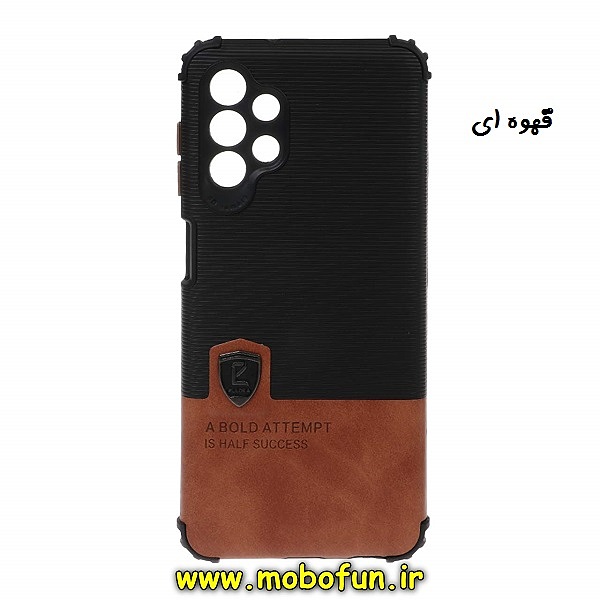 قاب گوشی Galaxy A13 4G سامسونگ اورجینال پولوکا PULOKA ضد ضربه چرمی کپسولی محافظ لنز دار قهوه ای کد 41