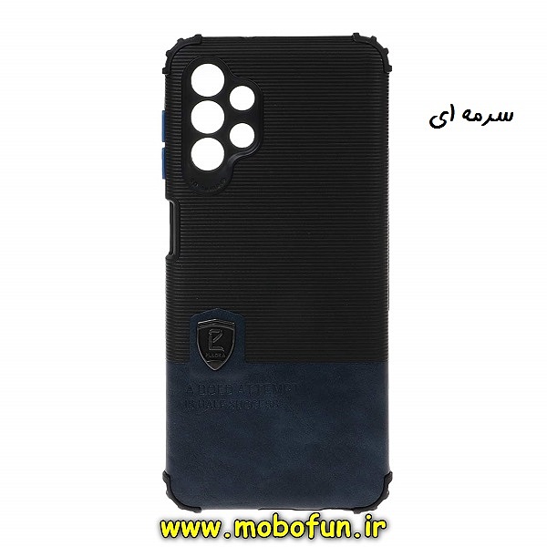 قاب گوشی Galaxy A13 4G سامسونگ اورجینال پولوکا PULOKA ضد ضربه چرمی کپسولی محافظ لنز دار سرمه ای کد 43