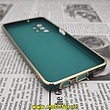 قاب گوشی Galaxy A13 4G سامسونگ طرح ژله ای مای کیس گلد لاین دور طلایی محافظ لنز دار سبز تیره کد 47