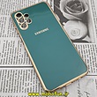 قاب گوشی Galaxy A13 4G سامسونگ طرح ژله ای مای کیس گلد لاین دور طلایی محافظ لنز دار سبز تیره کد 47