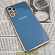 قاب گوشی Galaxy A13 4G سامسونگ طرح ژله ای مای کیس گلد لاین دور طلایی محافظ لنز دار آبی مازراتی کد 49