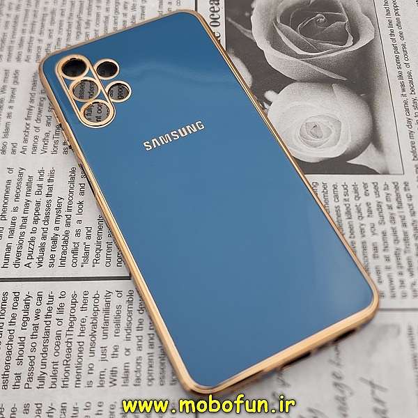 قاب گوشی Galaxy A13 4G سامسونگ طرح ژله ای مای کیس گلد لاین دور طلایی محافظ لنز دار آبی مازراتی کد 49