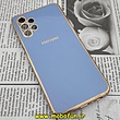 قاب گوشی Galaxy A13 4G سامسونگ طرح ژله ای مای کیس گلد لاین دور طلایی محافظ لنز دار آبی سیرا کد 50
