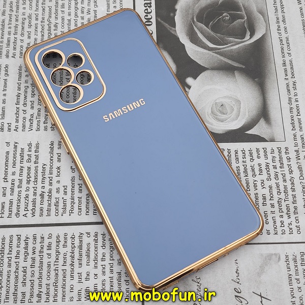 قاب گوشی Galaxy A52 4G - Galaxy A52 5G - Galaxy A52S سامسونگ طرح ژله ای مای کیس گلد لاین دور طلایی محافظ لنز دار آبی سیرا کد 486
