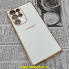 قاب گوشی Galaxy S22 Ultra سامسونگ طرح ژله ای مای کیس گلد لاین دور طلایی محافظ لنز دار سفید کد 32