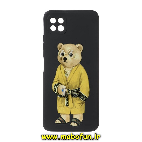 قاب گوشی Galaxy A22 5G سامسونگ سیلیکونی ژله ای طرح خرسی تدی TEDi محافظ لنز دار مشکی کد 126