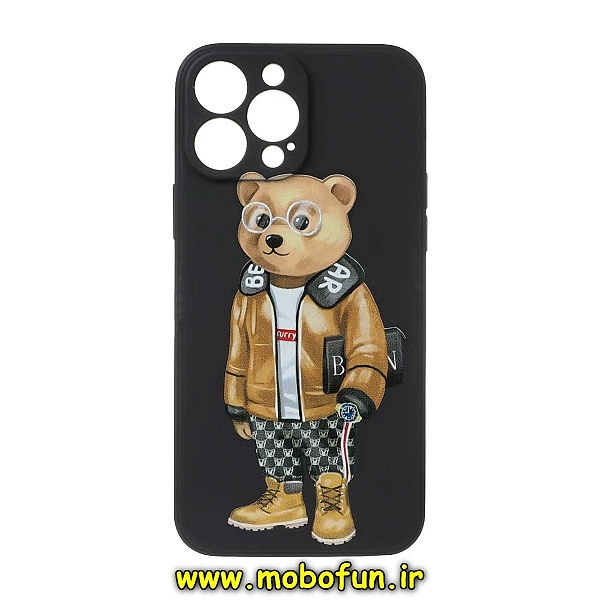 قاب گوشی iPhone 13 Pro آیفون سیلیکونی ژله ای طرح خرسی تدی TEDi محافظ لنز دار مشکی کد 164