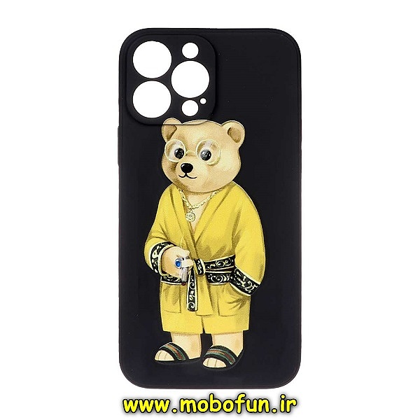 قاب گوشی iPhone 13 Pro آیفون سیلیکونی ژله ای طرح خرسی تدی TEDi محافظ لنز دار مشکی کد 166