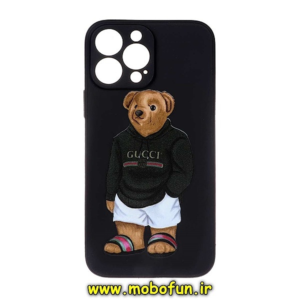 قاب گوشی iPhone 13 Pro آیفون سیلیکونی ژله ای طرح خرسی تدی TEDi محافظ لنز دار مشکی کد 167