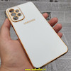 قاب گوشی Galaxy A23 4G سامسونگ طرح ژله ای مای کیس گلد لاین دور طلایی محافظ لنز دار سفید کد 78