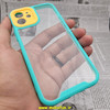 قاب گوشی iPhone 12 آیفون اورجینال Pro Camera طرح پشت طلق شفاف دور ژله ای محافظ لنز دار سبزآبی زرد کد 510
