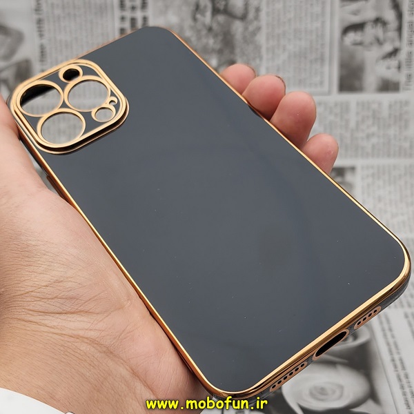 قاب گوشی iPhone 12 Pro Max آیفون طرح ژله ای مای کیس گلد لاین دور طلایی پاپ سوکت دار خرسی محافظ لنز دار مشکی کد 357