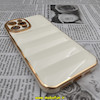 قاب گوشی iPhone 12 Pro Max آیفون طرح پافر PUFFER مای کیس گلد لاین دور طلایی محافظ لنز دار کرم کد 359