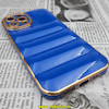 قاب گوشی iPhone 12 Pro Max آیفون طرح پافر PUFFER مای کیس گلد لاین دور طلایی محافظ لنز دار آبی کاربنی کد 361