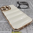 قاب گوشی iPhone 13 Pro آیفون طرح پافر PUFFER مای کیس گلد لاین دور طلایی محافظ لنز دار کرم کد 181