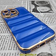 قاب گوشی iPhone 13 Pro آیفون طرح پافر PUFFER مای کیس گلد لاین دور طلایی محافظ لنز دار آبی کاربنی کد 182