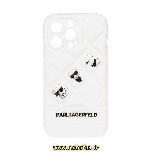 قاب گوشی iPhone 13 Pro آیفون پافر PUFFER طرح کارل KARL محافظ لنز دار سفید کد 187