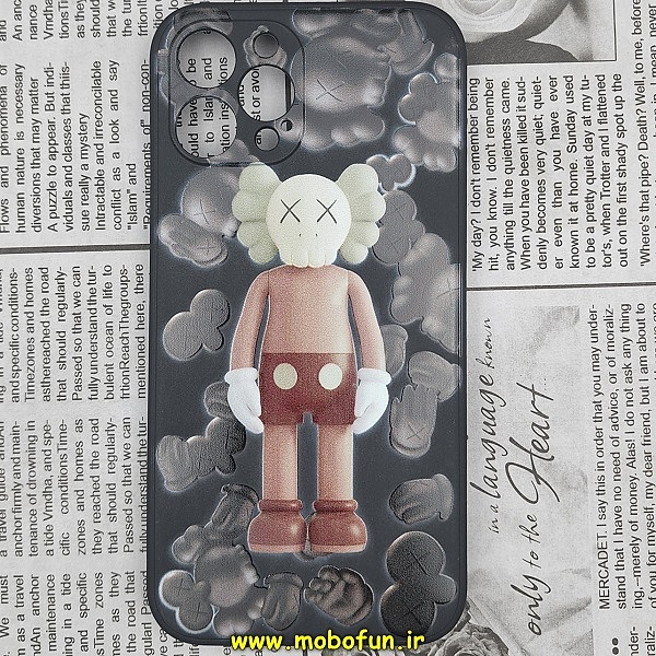 قاب گوشی iPhone 13 Pro آیفون سیلیکونی ژله ای طرح ربات KAWS محافظ لنز دار مشکی کد 191