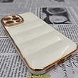 قاب گوشی iPhone 13 Pro Max آیفون طرح پافر PUFFER مای کیس گلد لاین دور طلایی محافظ لنز دار کرم کد 198